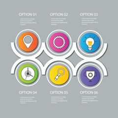 Circle infographics elements design. Abstract business workflow presentation with icons