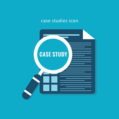 Case Studies Icon flat design on blue color