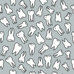 pattern with teeth on a gray background. healthy teeth. hand draw