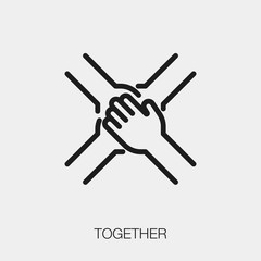 together icon vector sign symbol. cooperation vector