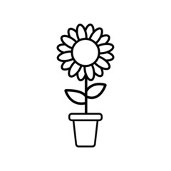 flower in a pot line icon