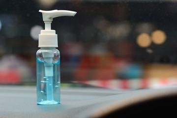 Fototapeta na wymiar Coronavirus prevention hand sanitizer gel.