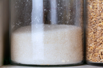 sugar in a glass jar