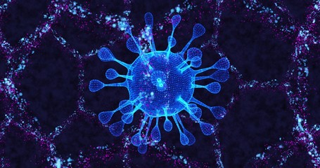 Coronavirus cells COVID-19 Infectious disease. Fast transmission of disease. High concentration of coronavirus. 3D rendering 3D illustration