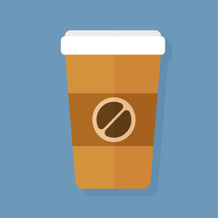 Vector flat illustration coffee cup icon. Coffee cup logo