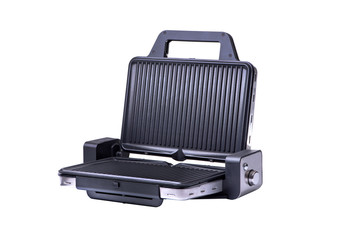 New black barbecue over white background.