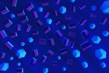 Fototapeta na wymiar Random dark geometric shapes 3d render design element