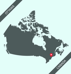 Canada map with capital location Ottawa