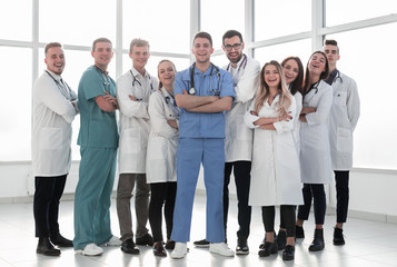 in full growth. group of medical professionals standing together