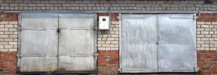 Metal old and shabby doors (gates). Vintage door texture.