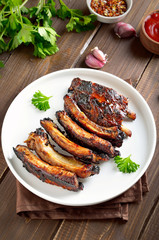 Fried pork on plate