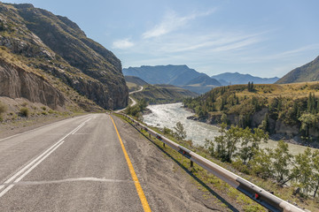 road to Altai Mountains, Altai region, Siberia, Russia.