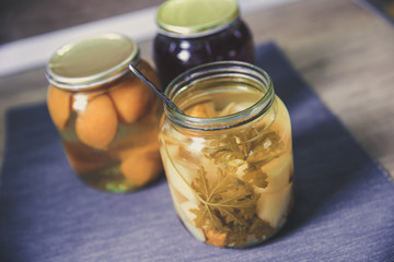 Homemade jiuce forom apricots and pears 