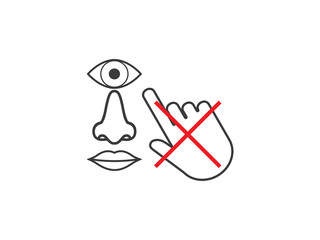 Avoid touching your face. Vector illustration, flat design.
