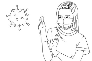 Girl in the medical mask protection from coronavirus