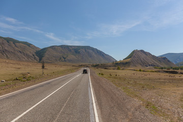 road to Altai Mountains, Altai region, Siberia, Russia.