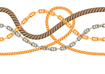 Seamless pattern with old chains and ropes.