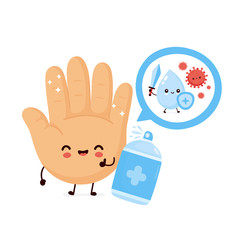Cute happy smiling hand disinfect antiseptic