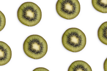 juicy green incision kiwi fruit on a white background