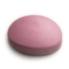 pink soap with the smell of fruit on a white background