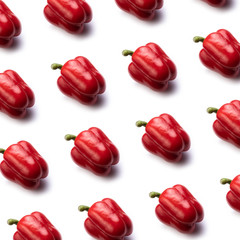 red juicy bulgarian pepper on a white background pattern