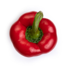 red juicy bulgarian pepper on a white background