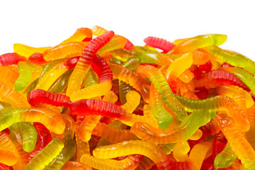 Juicy colorful jelly sweets. Gummy candies.