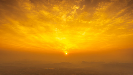 the sun on golden hour sky and clouds landscape nature background