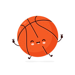 Cute happy smiling basketball ball