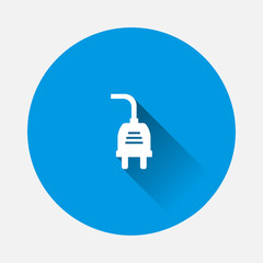 Vector icon electric plug icon on blue background. Flat image with long shadow.