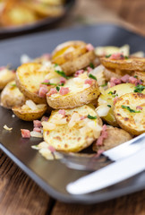 Fresh made Fried Potatoes (selective focus; close-up)