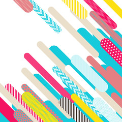 Colorful geometric diagonal pop art background with lines and dots patterns