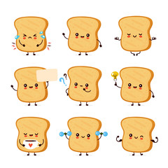 Cute happy funny toast set collection