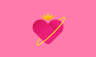 Love Crown Logo Icon Illustration