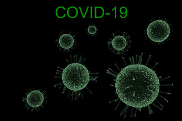 3d rendered illustration of Coronavirus. COVID-19 virus on dark background.