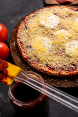 homemade pizza Margarita, cooking process