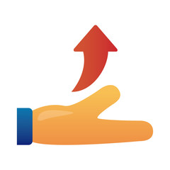 hand with arrow up infographic degradient style