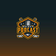 Hockey Podcast esport logo design illustration