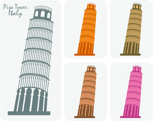 Pisa Tower icon Vector Illustration. The Leaning Tower, Pisa, Italy, Europe. Unesco