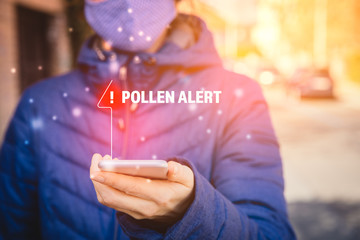 Pollen alert on smartphone concept