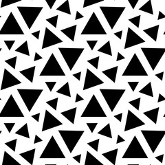 Triangles seamless patterns. Abstract geometric background. Vector illustration. Monochrome repeating texture. Elegant ornament black triangle. Modern design paper, wallpaper, textile, cover. Stock.