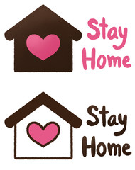 Stay home slogan with house protection campaign from COVID-19.