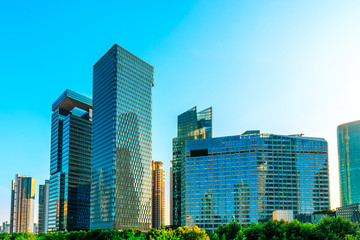 Shanghai city architecture landscape panorama in summer