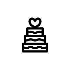 Wedding Cake Outline Icon Vector Illustration

