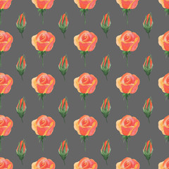 seamless pattern with watercolor roses, wallpaper ornament, wrapping paper, background for design