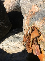 old rusty love lock