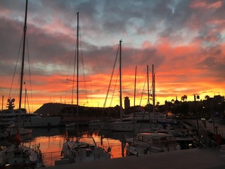 sunset at the harbor