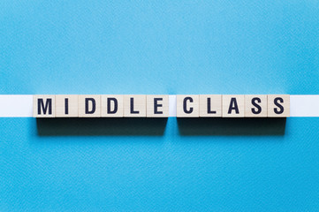 Middle class word concept on cubes