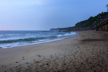 Views of the sandy Baltic coast, the waves and the beach in Svetlogorsk the Kaliningrad region of Russia.