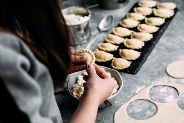 Dumplings with sweet cottage cheese. Cooking process.